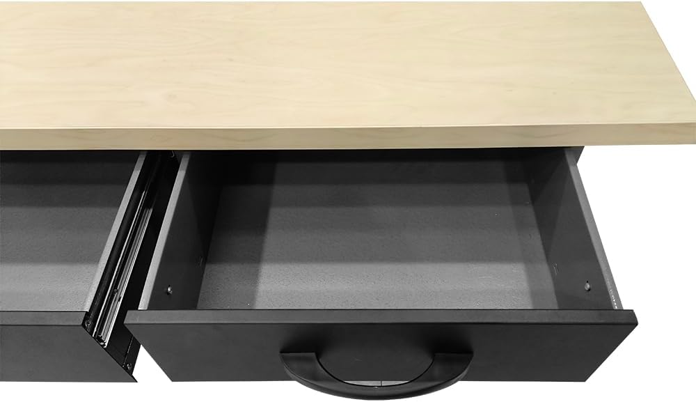 JZD Workshop Tool Cabinet Set System with Wood Worktop, for Auto Repair Shops, Utility Room Garage