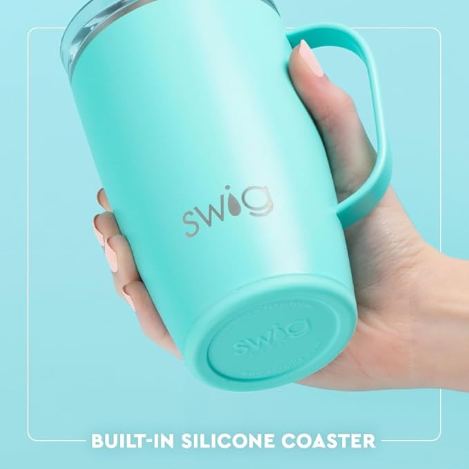 Swig Life 18oz Travel Mug, Insulated Tumbler with Handle and Lid, Travel Coffee Mug, Cup Holder Friendly, Stainless Steel 18 oz Tumbler, Reusable Insulated with Lid (Sherbet Stripe)
