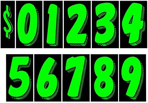 EZ Line Vinyl Decals for Cars Chartreuse Large Number Stickers 11 Dozen Windshield Numbers Pro Pack Dealer Supplies
