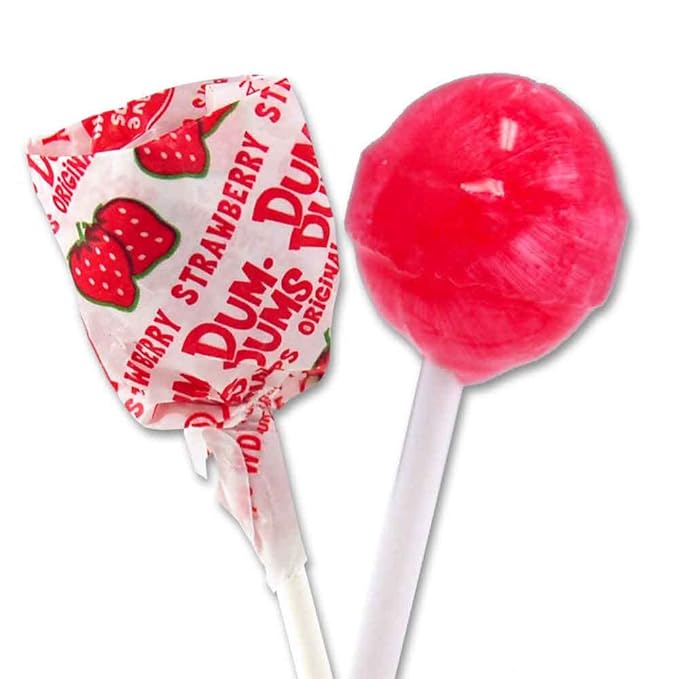 Dum Dums Strawberry Lollipops - Bulk Candy Bag with Lollipops Individually Wrapped, Single Flavor Gourmet Suckers - 50 Count