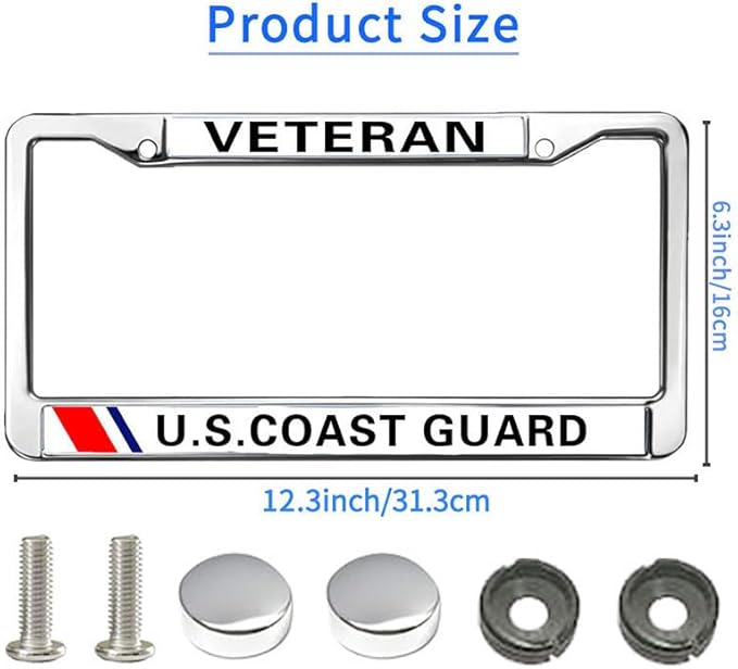 American Flag Pride License Plate Frame Metal US Veteran Support Slim Design License Plate Frame