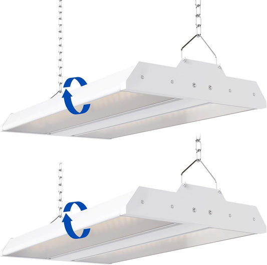JTT LED Linear High Bay Light, 5000K Daylight 150W 21000LM Shop Light Commercial 360° Adjustable Tilt Hanging LED High Bay Shop Lighting Fixtures for Garage Warehouse Workshop Store, ETL 2-Pack