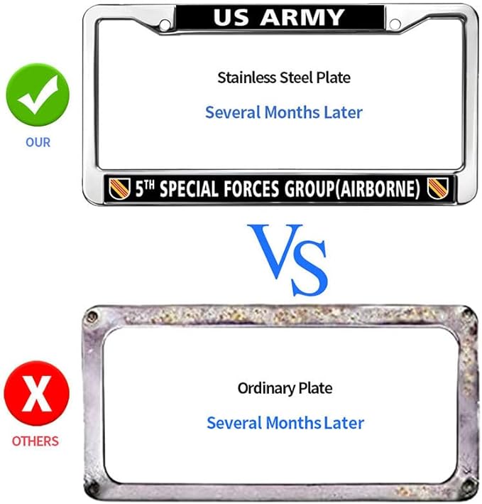 5th Special Force Group License Plate Frame for Veterans US Army Spirit License Plate Frame Stainless Steel US Veteran