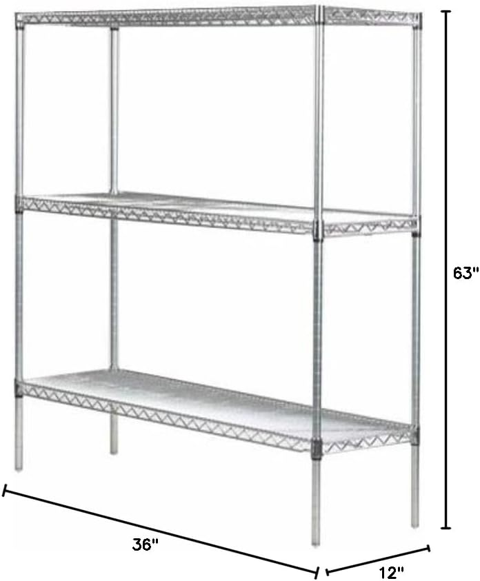 Omega 12" Deep x 36" Wide x 63" High 3 Tier Gray Starter Shelving Unit