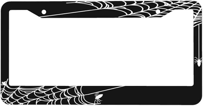 Spider Web License Plate Frame Spider Web License Plate Cover Front Plates Frames Car Tag Holder Car Accessories Car Tag with 2 Holes Screws 2 PCS Set Decorative US Vehicles Standard for Men Women