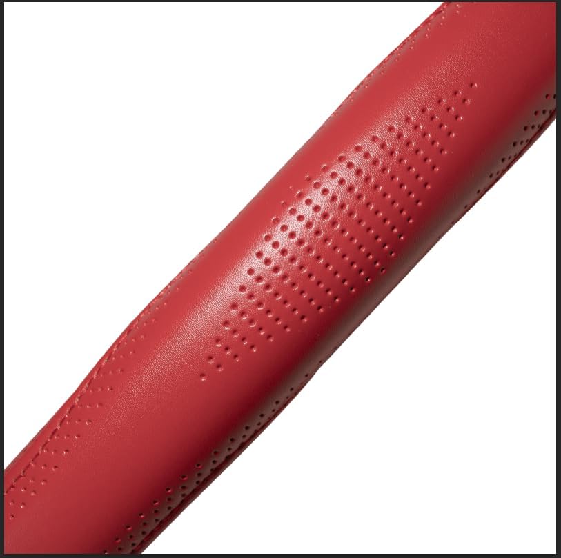 HAOKAY Top Grade Red Genuine Leather Steering Wheel Cover Women, Luxury Steering Wheel Cover for Cars, SUVS and Trucks，Universal 14.5-15 inch