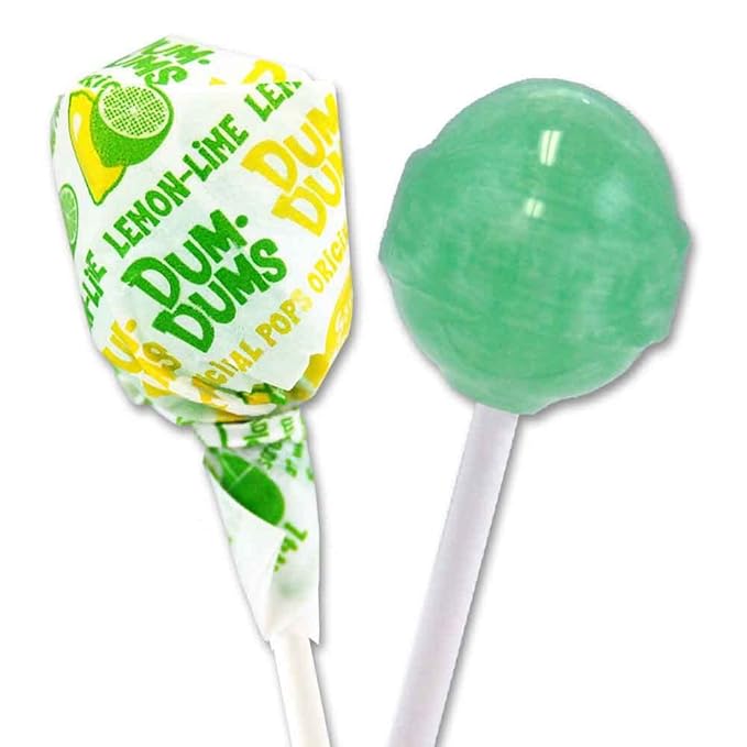 Dum Dums Lemon Lime Lollipops - Bulk Candy Bag with Lollipops Individually Wrapped, Single Flavor Gourmet Suckers - 50 Count