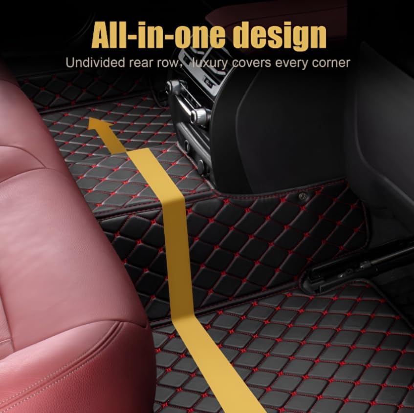Add Personal Touch to Your Vehicle with IMEISH Customizable Logo Text Car Mats for 99% of vehiclesPads Protection Non-Slip Leather Floor Liners (Yellow and Black Beige)