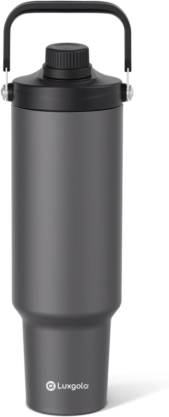 50 oz Insulated Tumbler, Double Wall Vacuum Stainless Steel Cup with Handle and Spout Lid, For Cold/Hot Drinks, Coffee Travel Mug for Car Holder/Home/Office/Party/Camping (Carbon Grey-1 Pack)