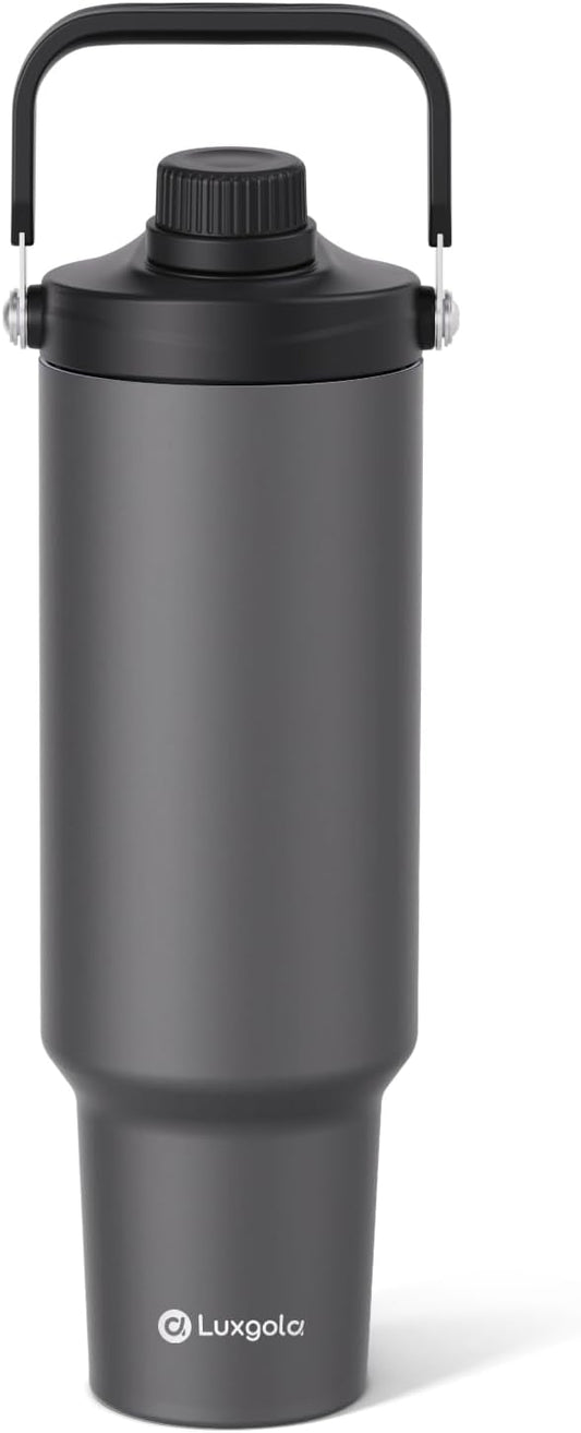 50 oz Insulated Tumbler, Double Wall Vacuum Stainless Steel Cup with Handle and Spout Lid, For Cold/Hot Drinks, Coffee Travel Mug for Car Holder/Home/Office/Party/Camping (Carbon Grey-1 Pack)