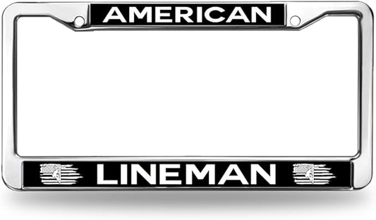American Lineman License Plate Frame for Religious People USA Flag Pride License Plate Frame Stainless Steel US Army Blessing Easy Installation