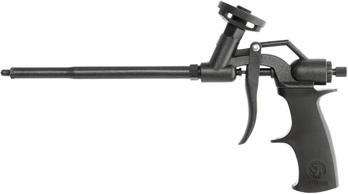 INTERTOOL Foam Gun, Expanding PU Applicator, Fully PTFE Non Stick Coated, Professional Metal Body, Spray Dispensing Caulk Application, Insulating, Sealing, Filling PT-0606