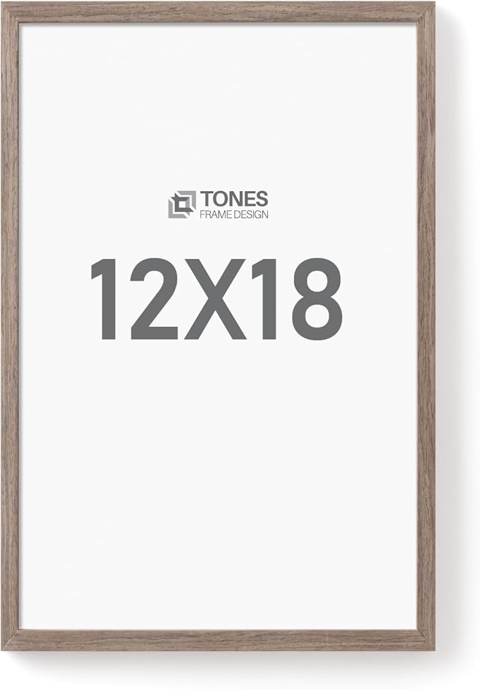 12x18 Frame Solid Oak Wood Veneer with Plexiglass, Brown 12x18 Poster Frame for Horizontal or Vertical Wall Mounting Picture Frames for Gallery Art Prints Home Decor, 1 Pack