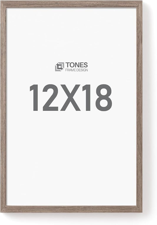12x18 Frame Solid Oak Wood Veneer with Plexiglass, Brown 12x18 Poster Frame for Horizontal or Vertical Wall Mounting Picture Frames for Gallery Art Prints Home Decor, 1 Pack