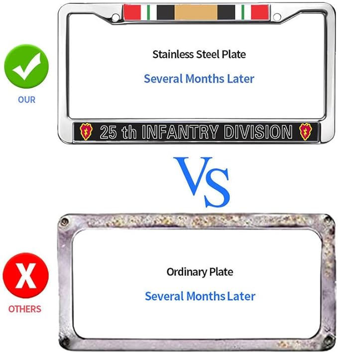 Vietnam Vet Pride License Plate Frame Chrome Army 25th Infantry Division Weather-Proof License Plate Frame Veteran US Army
