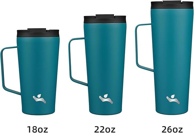 Insulated Tumbler with Handle and Straw, 22 OZ Travel Coffee Mug Stainless Steel Cup Metal Water Bottle,Blue