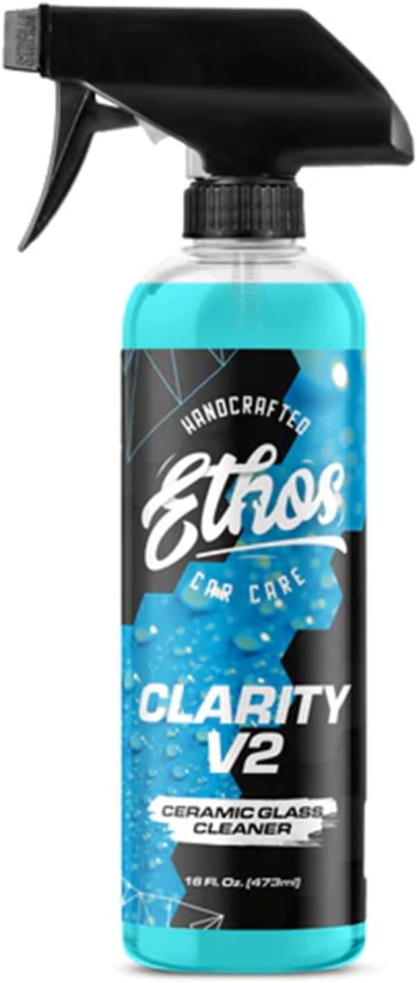 Ethos Clarity V2 - Ceramic Glass Cleaner and Water Repellent - Streak-Free Window Cleaner with Hydrophobic Protection for Car Windows and Mirrors