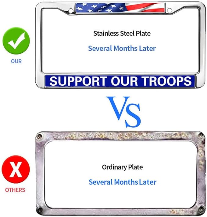US Flag Army Support License Plate Frame Patriotic US Army Support Scratch-Resistant License Plate Frame US Veteran Superhero License Plate Frame for Military