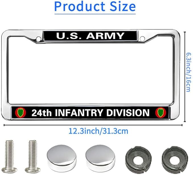 24th Infantry Division License Plate Frame US Army Infantry Division Slim Design License Plate Frame Army Infantry Pride License Plate Frame for Veterans