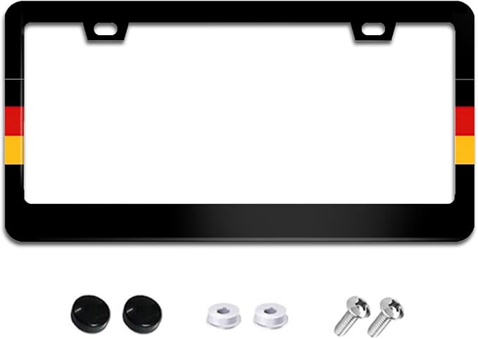 German Flag License Plate Frame Germany License Plate Frames Aluminum Car Accessories Cover with 2 Holes and Screws 12 x 6 Inch for Front Rear Car Plate Decor for Women Men
