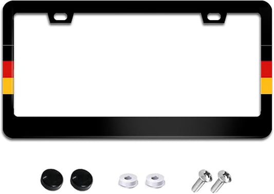 German Flag License Plate Frame Germany License Plate Frames Aluminum Car Accessories Cover with 2 Holes and Screws 12 x 6 Inch for Front Rear Car Plate Decor for Women Men