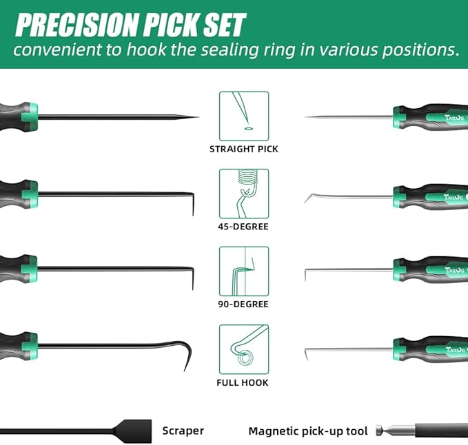 10 In 1 Heavy Duty Hook and Pick Set,9Pcs Precision Scraper Gasket Scraping Hose Removal Puller Hook,Car Auto Oil Seal/O-Ring Seal Gasket Pick Hook Puller Remover, Electronics Hand Tool Set