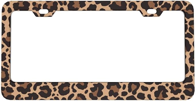 Leopard Print License Plate Covers, Cheetah License Plate Frame, Aluminum License Plate Holders, Women & Men Car Tag Frame with Screws, 6 X 12 in