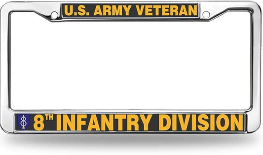 US Army Veteran Division License Plate Frame Inspirational Veteran 8th Infantry Division Anti-Theft License Plate Frame US Army Veteran Gifts License Plate Frame for Police