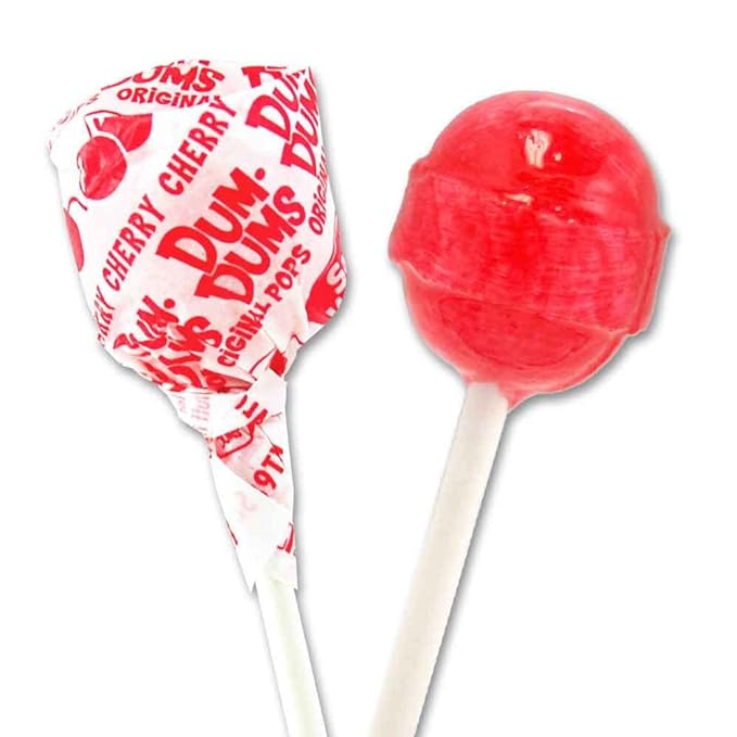 Dum Dums Cherry Lollipops - Bulk Candy Bag with Lollipops Individually Wrapped, Single Flavor Gourmet Suckers - 50 Count