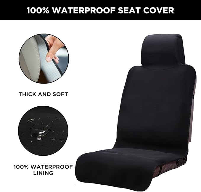Waterproof Seat Cover, Upgraded Sweat Carseat Protector, Perfect for Universal Anti-Slip Car Truck SUV Seat, Ideal for Surfing Yoga Gym Workout, Black