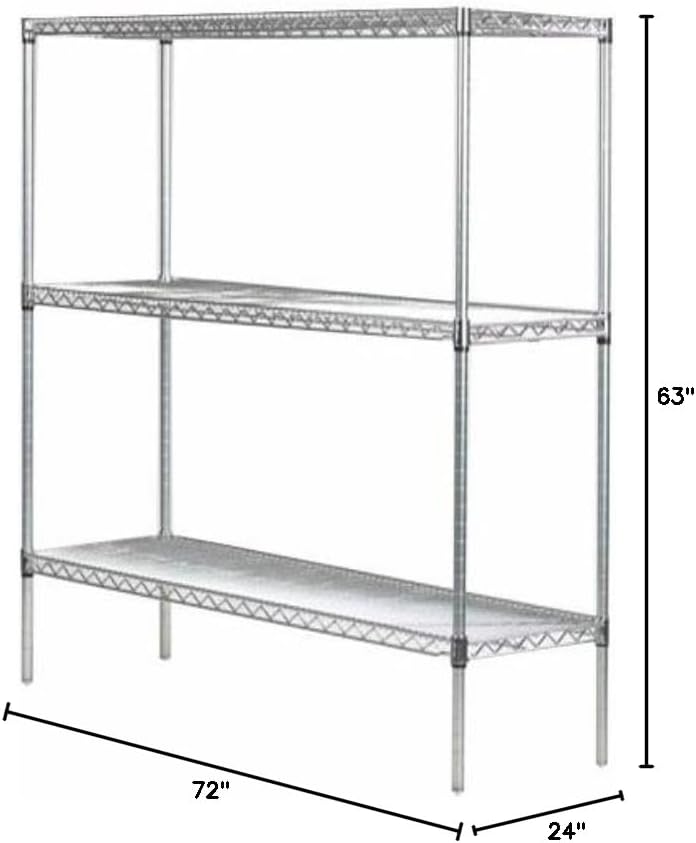 Omega 24" Deep x 72" Wide x 63" High 3 Tier Gray Starter Shelving Unit