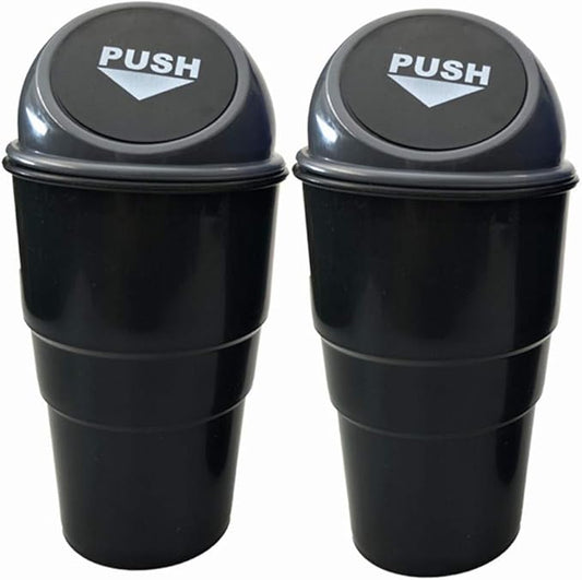 Car Trash Can with Lid, Automotive Cup Holder Mini Vehicle Garbage Can Trash Bin for Car Office Home Bedroom (Grey 2 Pack)