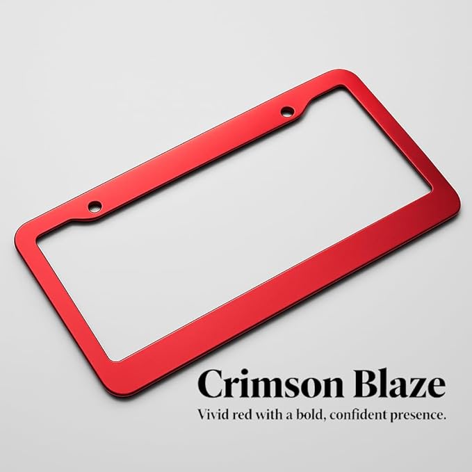 Custom License Plate Frames - Create Your own Personalized License Plate Frame with Text or Graphics, Stylish and Durable Aluminum Frame, fits Standard US 12" x 6" License Plates (Crimson Red, 2)