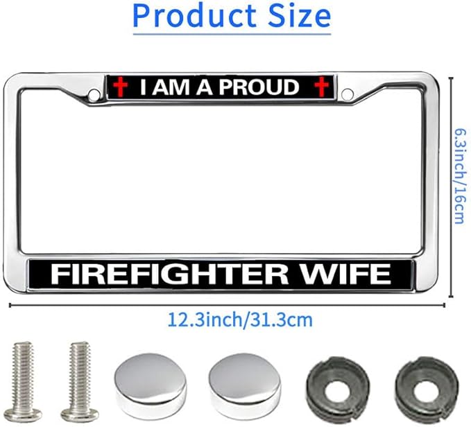 Proud Firefighter Wife License Plate Frame Military Proud Firefighter Rattle-Proof License Plate Frame Fire Rescue Support License Plate Frame for Firefighter