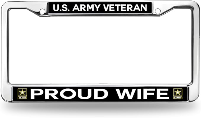 Proud Veteran Army Wife License Plate Frame for Car Lovers Retired Army Pride License Plate Frame American Flag