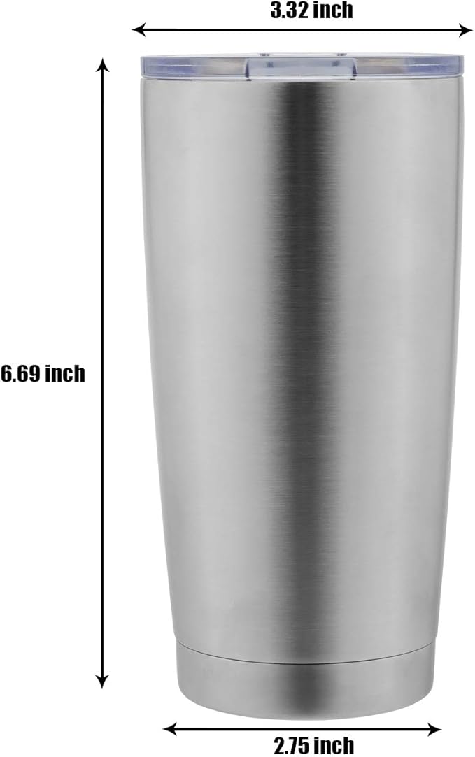 12 pack 20 OZ Double Wall Stainless Steel Vacuum Insulated Tumbler Coffee Travel Mug With Lid, Durable Powder Coated Insulated Coffee Cup for Cold & Hot Drinks (Silver, 12 pack)