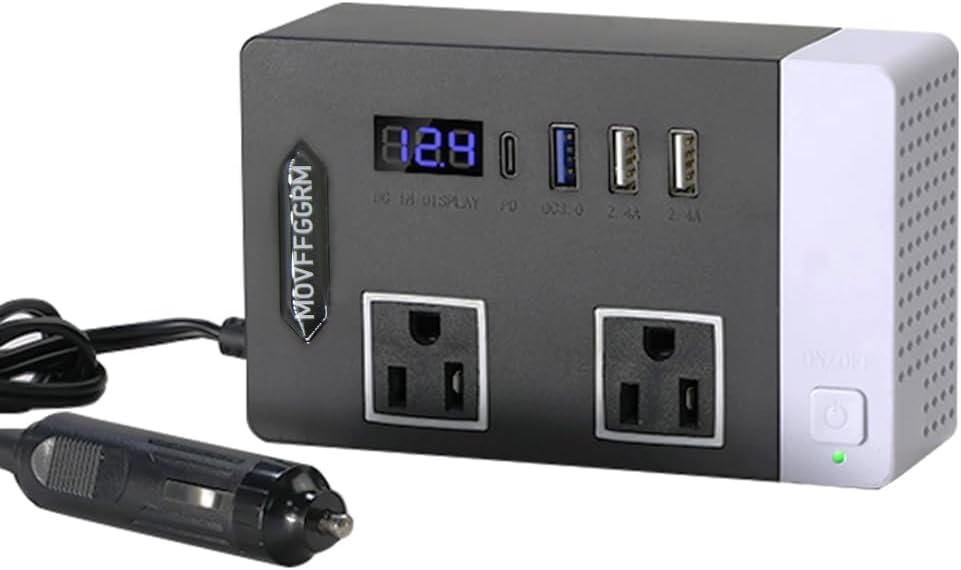 300W Car Power Inverter, DC 12V to 110V AC Car Plug Adapter Outlet with USB 3.0/2.0 Charger Type-c Port/car Charger for Laptop