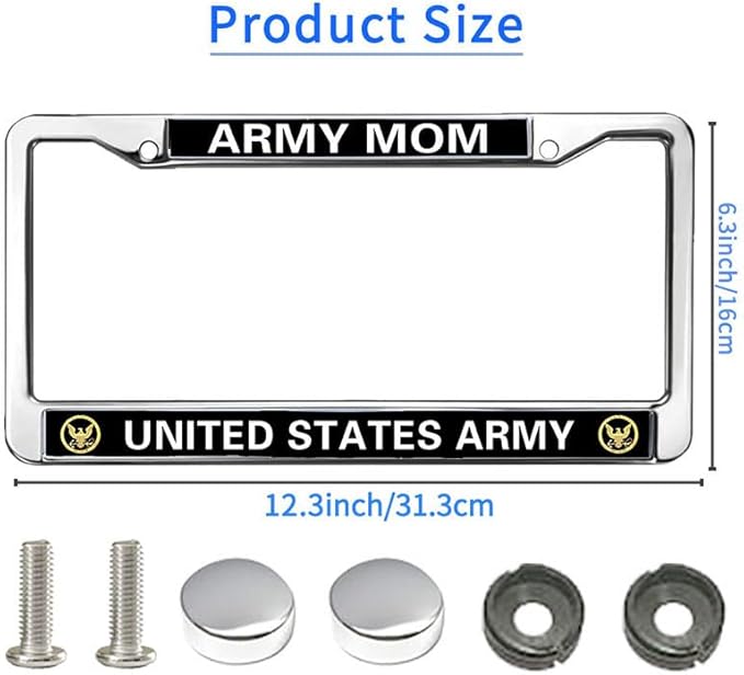 Army Mom Pride License Plate Frame Metal US Army Mom Support Stylish License Plate Frame US Army Heroism License Plate Frame for Veterans