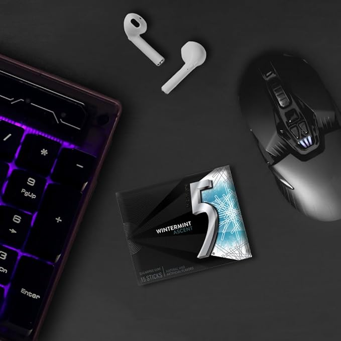 5 GUM Wintermint Ascent Sugar Free Chewing Gum Bulk, 15 Stick Box (Pack of 10)