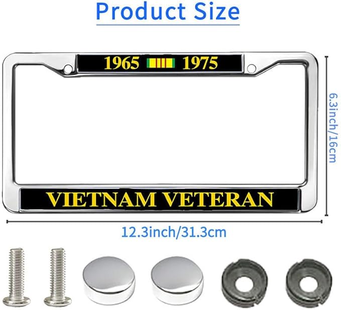 Vietnam Veteran Gift License Plate Frame Chrome US Army Veteran Fade-Resistant License Plate Frame US Veteran Support