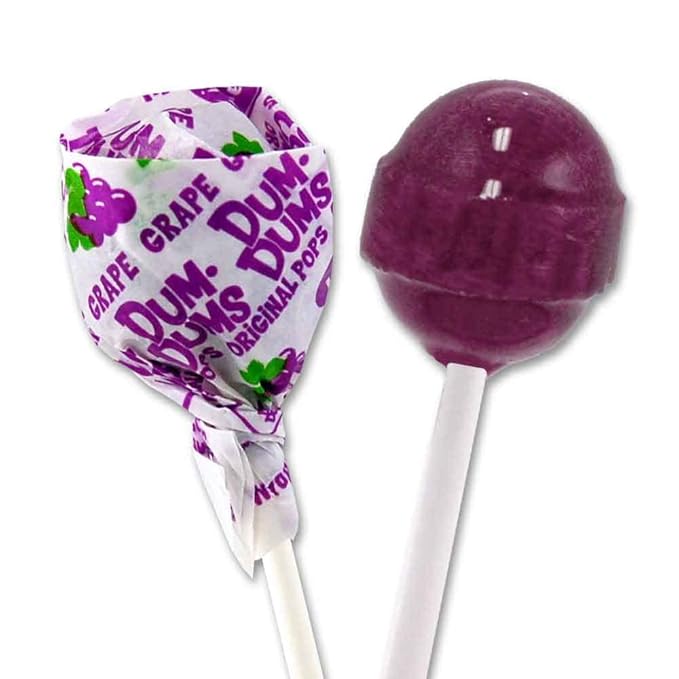 Dum Dums Grape Lollipops - Bulk Candy Bag with Lollipops Individually Wrapped, Single Flavor Gourmet Suckers - 50 Count