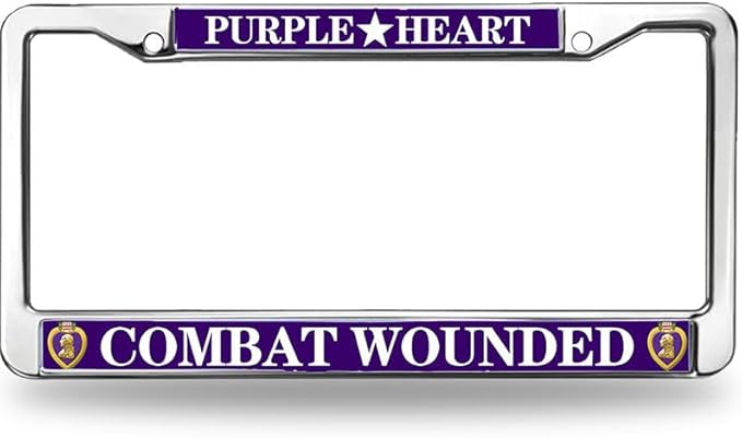 Purple Heart Pride License Plate Frame US Army Pride Anti-Theft License Plate Frame American Flag Veteran License Plate Frame for Independence Day