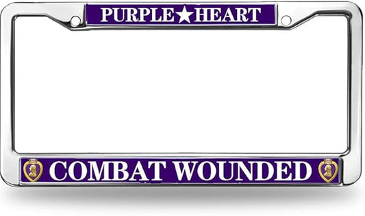 Purple Heart Pride License Plate Frame US Army Pride Anti-Theft License Plate Frame American Flag Veteran License Plate Frame for Independence Day