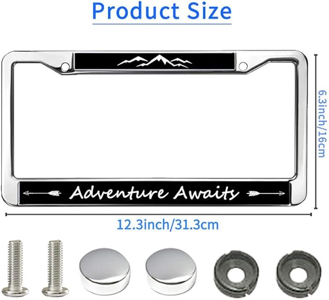 Mount Adventure Lover License Plate Frame for Father’s Day Proud Adventure Awaits License Plate Frame Anti-Theft