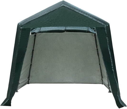 ERGOMASTER 8 Ft x 14 Ft Outdoor Carport Patio Storage Shelter Metal Frame and Waterproof Ripstop Cover for Motorcycle and ATV Car