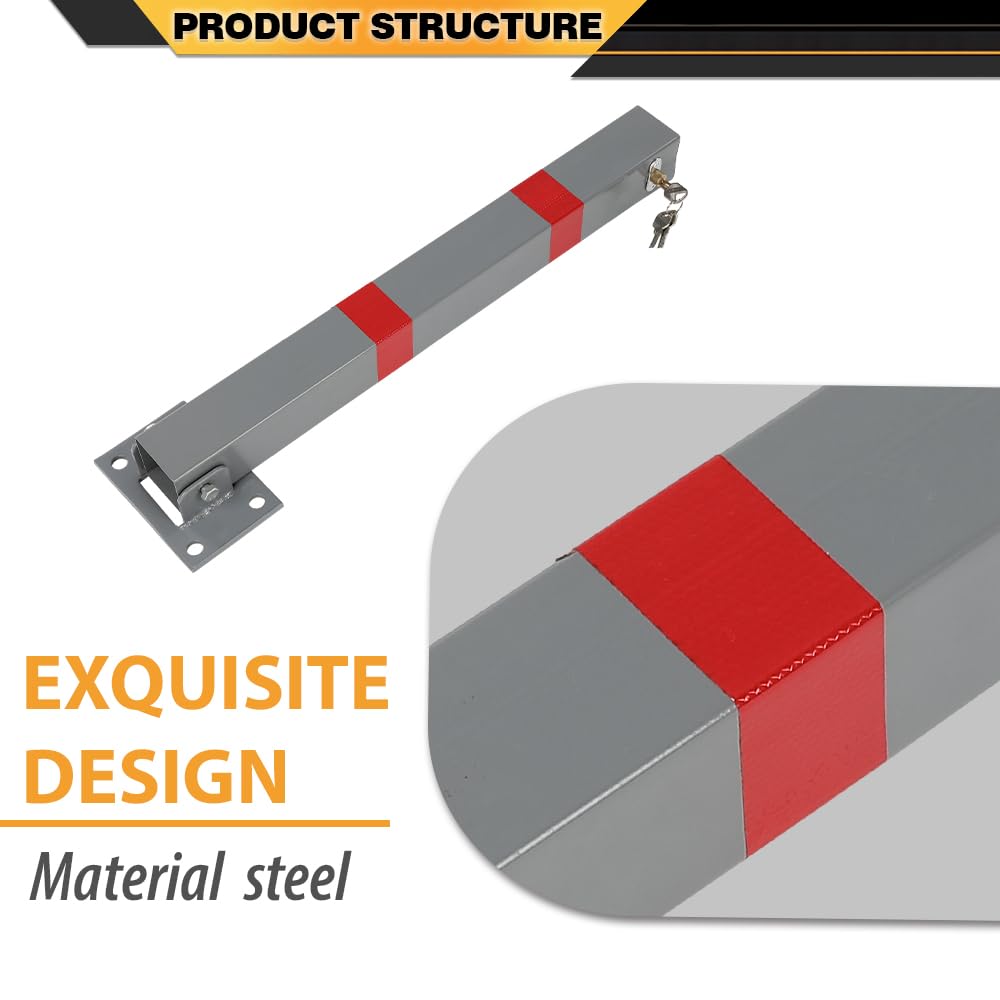 Folding Parking Barrier Lockable Car Bollard Driveway Safety Security Post