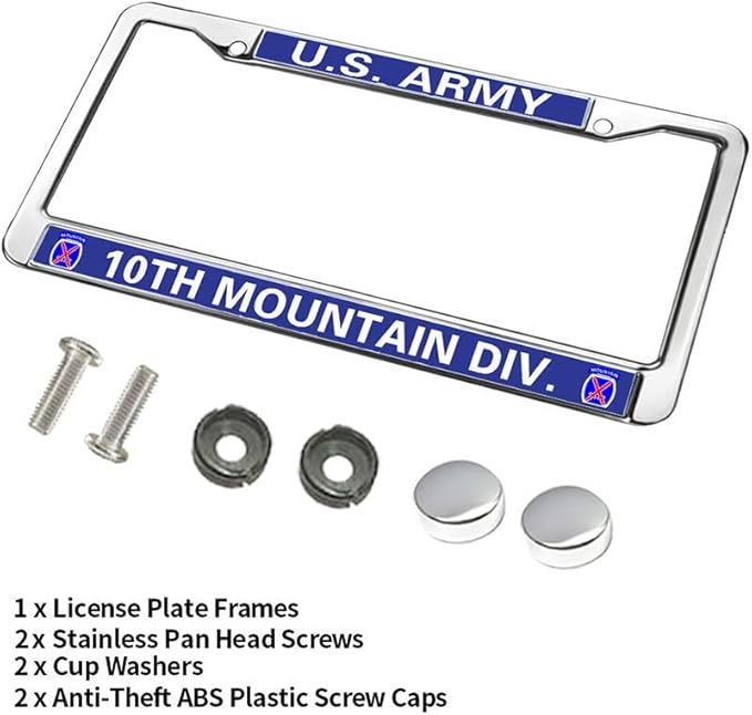 10th Mountain Division License Plate Frame Military US Army Power Durable License Plate Frame Mountain