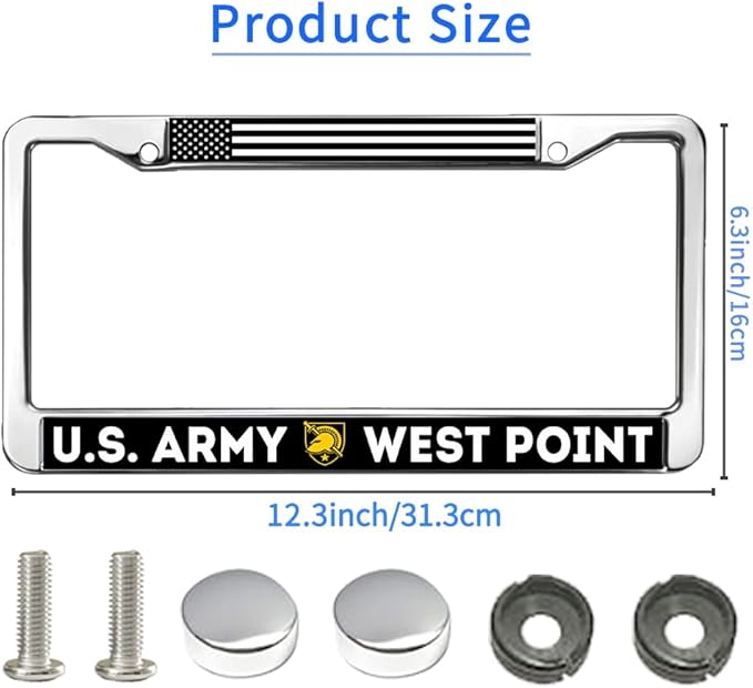 US Army West Point License Plate Frame American USA Flag License Plate Frame Personalized US Army Heroism Durable