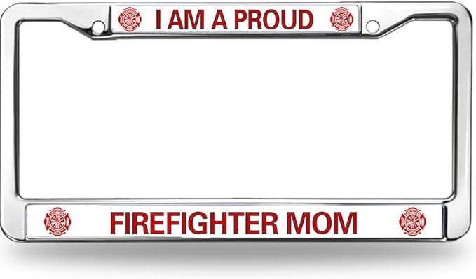 Proud Firefighter Mom License Plate Frame Slim Firefighter Pride Rust-Proof License Plate Frame Firefighter Blessing License Plate Frame for Firefighter