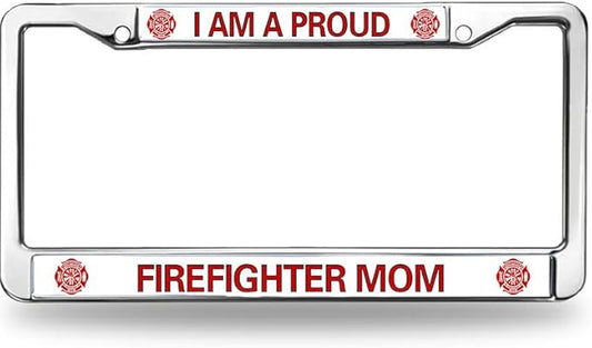 Proud Firefighter Mom License Plate Frame Slim Firefighter Pride Rust-Proof License Plate Frame Firefighter Blessing License Plate Frame for Firefighter